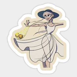 Girl with oranges Sticker